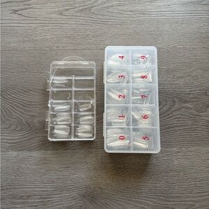 Acrylic Nail Tips with Plastic Storage Organizer Box
